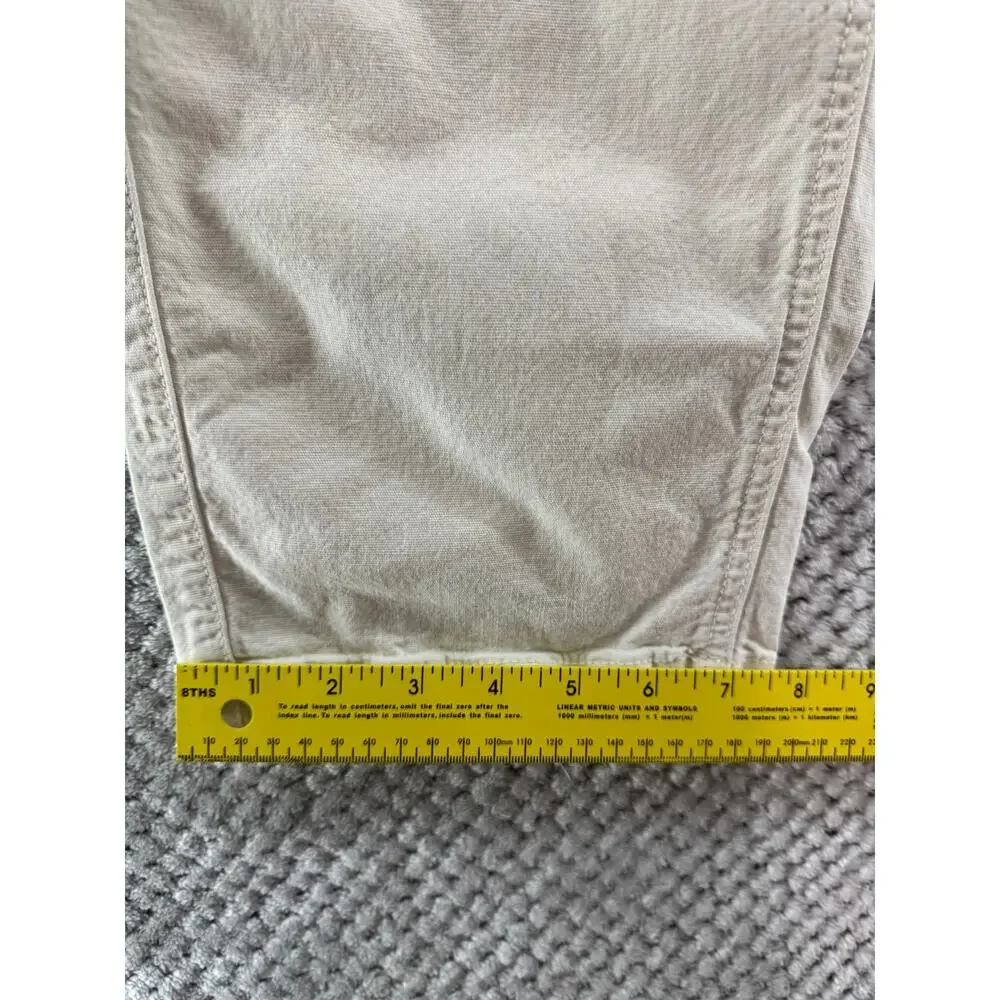 American Eagle Carpenter High Rise Straight Pants Women 16 Cream Distressing